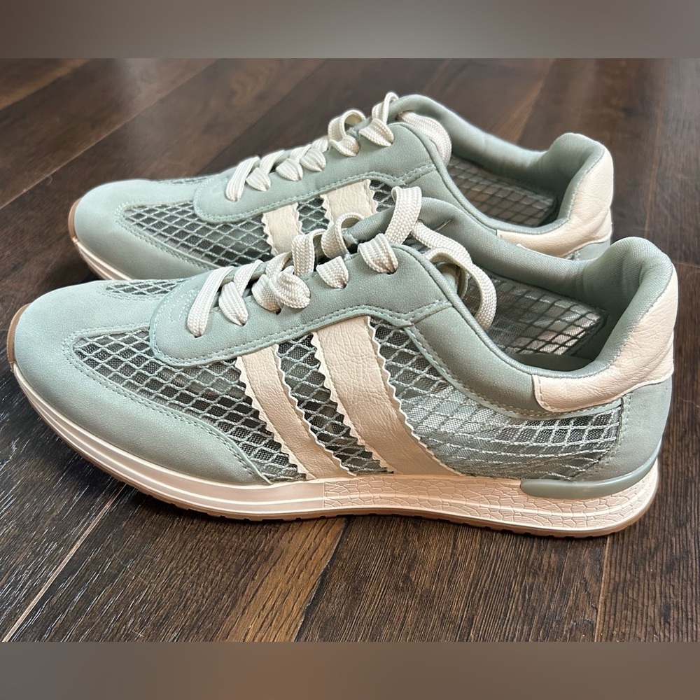 DV by Dolce Vita Sage Green and Cream Athletic Sneakers - Picture 2 of 11